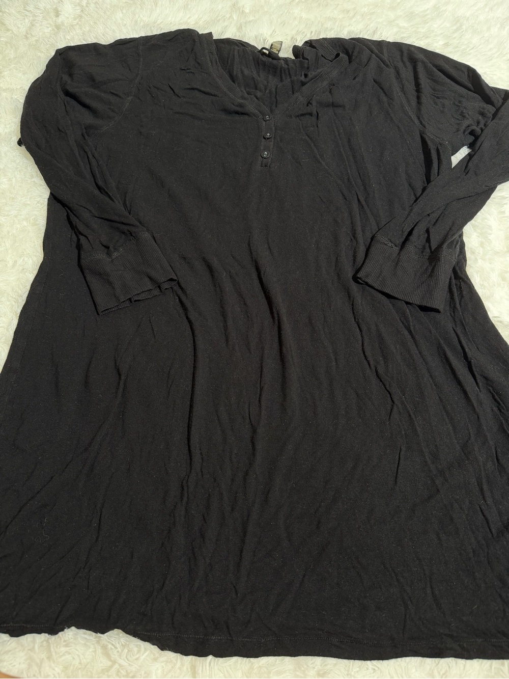 SKIMS 4X Long Sleeve Sleep Dress Button Down Black Loungewear Soft Comfortable